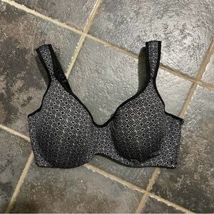 Adrienne Vittadini Black and White Patterned Women's Bra Wide Strap Bra Size 40D